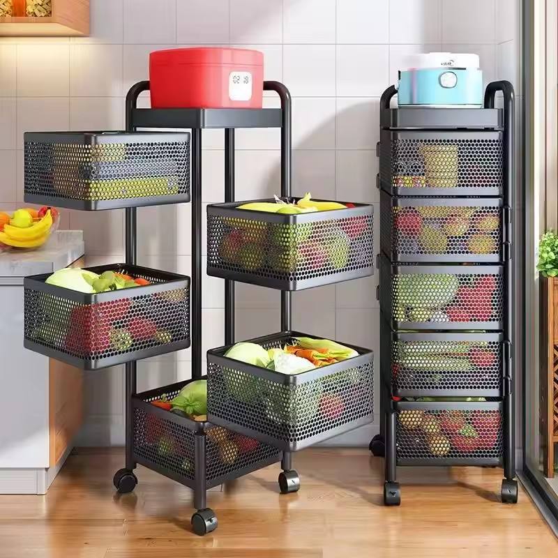 5 Tier Square 360° Rotating Kitchen Storage Rack – Multi-Purpose Organizer