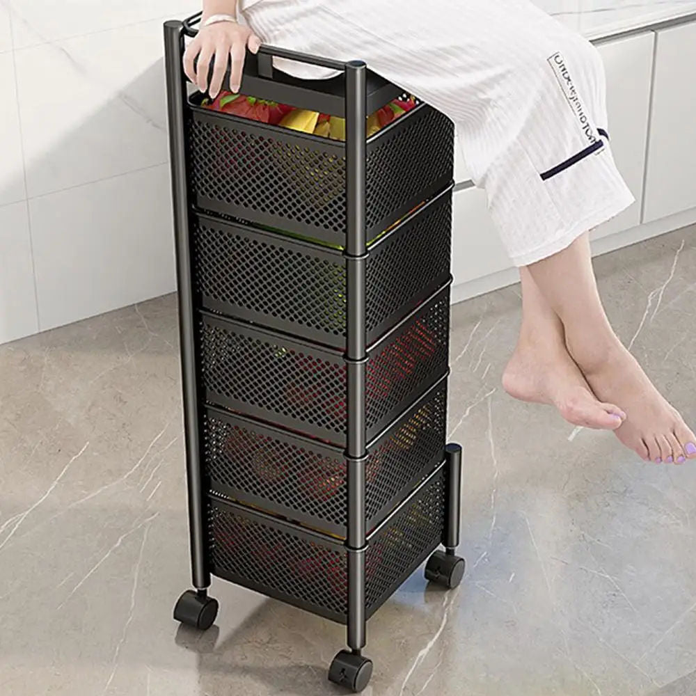 5 Tier Square 360° Rotating Kitchen Storage Rack – Multi-Purpose Organizer