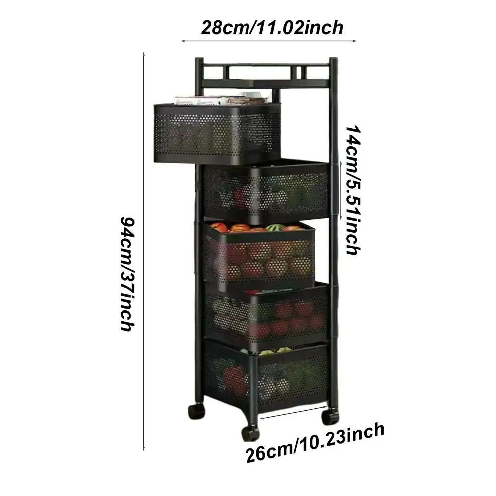 5 Tier Square 360° Rotating Kitchen Storage Rack – Multi-Purpose Organizer