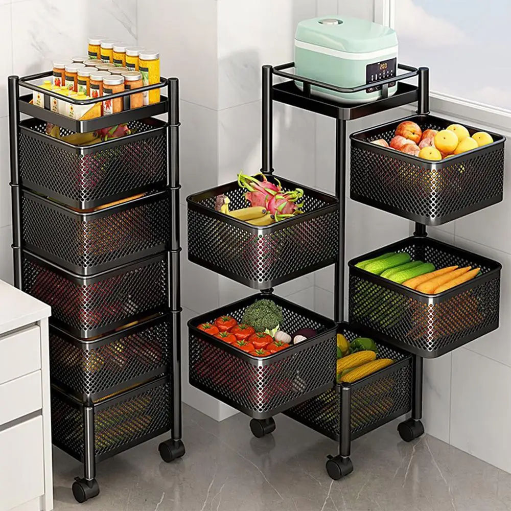 5 Tier Square 360° Rotating Kitchen Storage Rack – Multi-Purpose Organizer