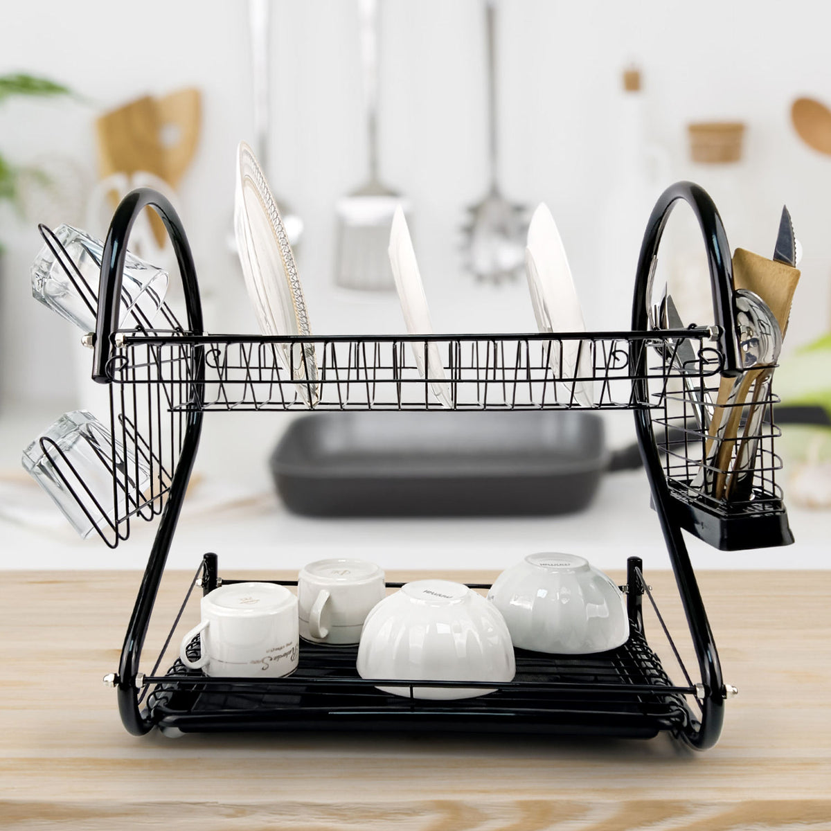 2-Tier Wire Dish Rack – Space-Saving Kitchen Organizer