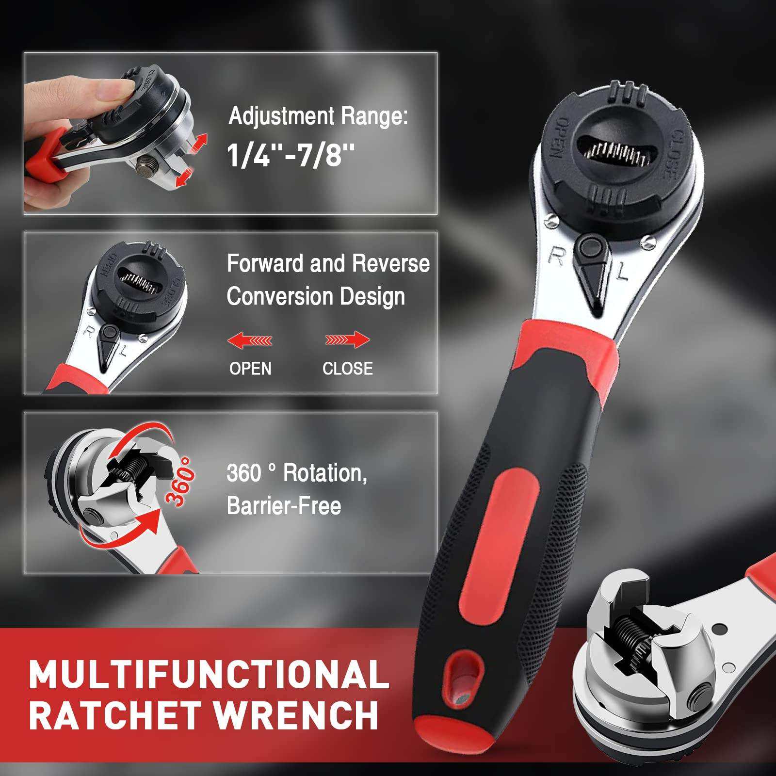 360° Multifunctional Ratchet Wrench – Adjustable Universal Grip Tool
