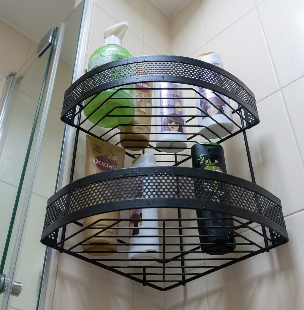 2-Tier Corner Bathroom Storage Rack