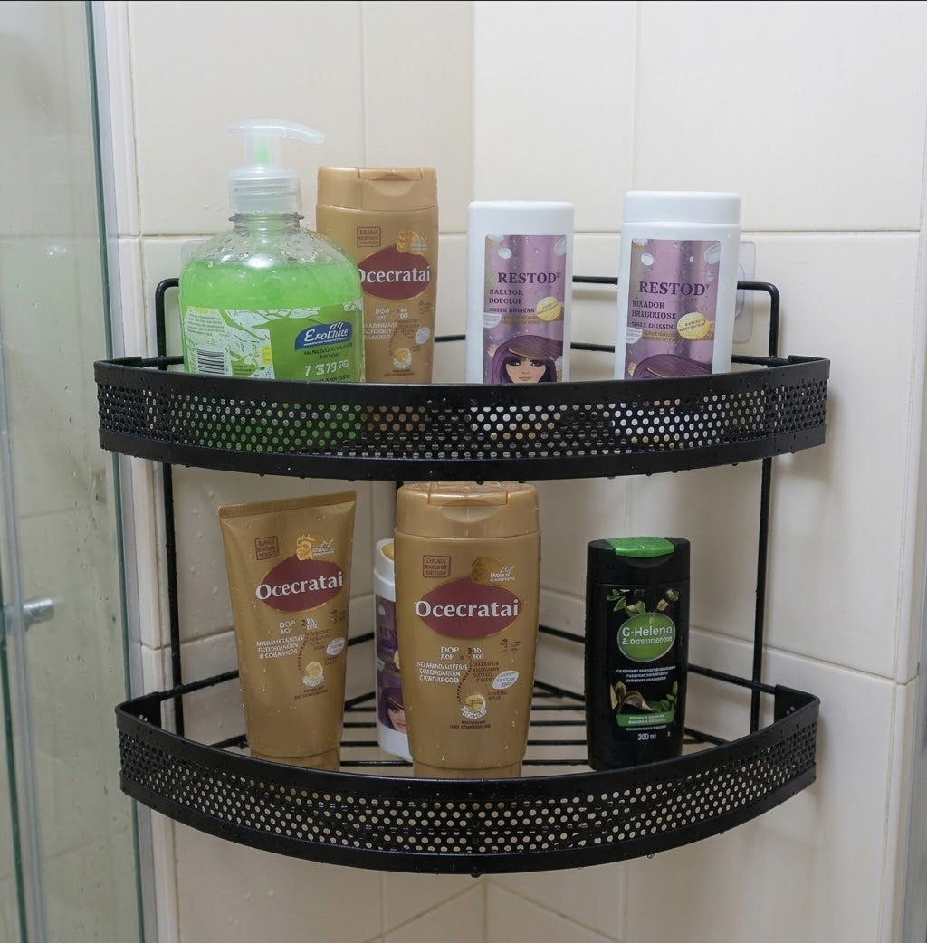 2-Tier Corner Bathroom Storage Rack