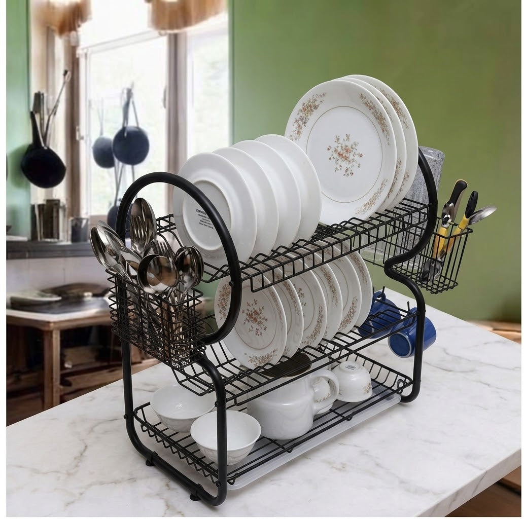 Double-Tier Kitchen Dish Storage Rack
