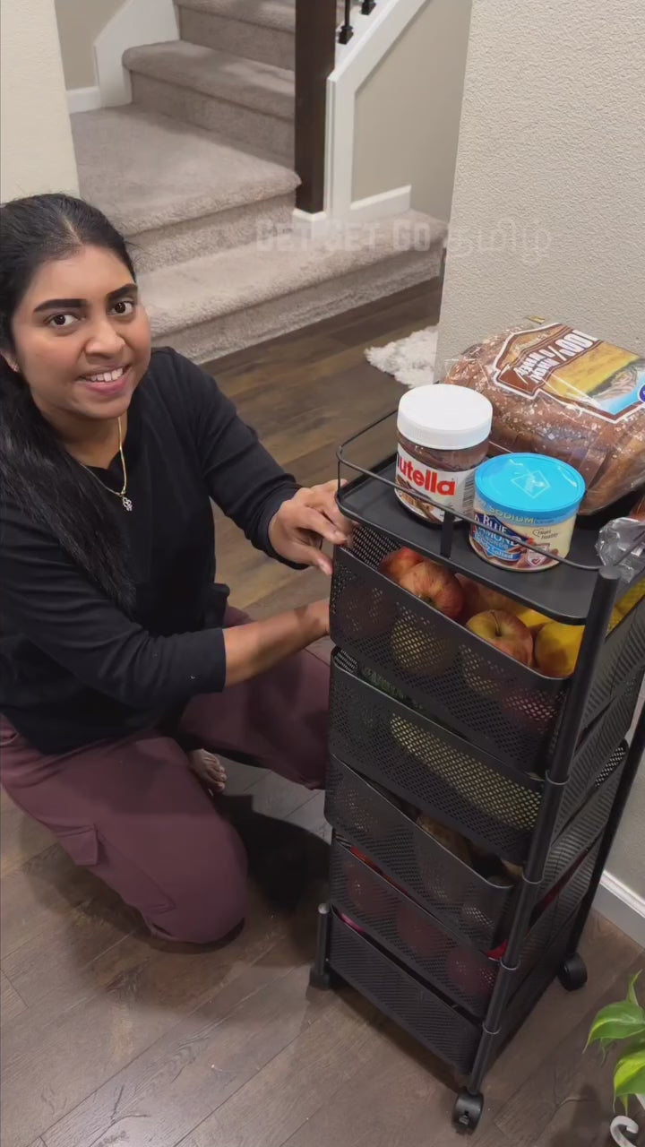 5 Tier Square 360° Rotating Kitchen Storage Rack – Multi-Purpose Organizer
